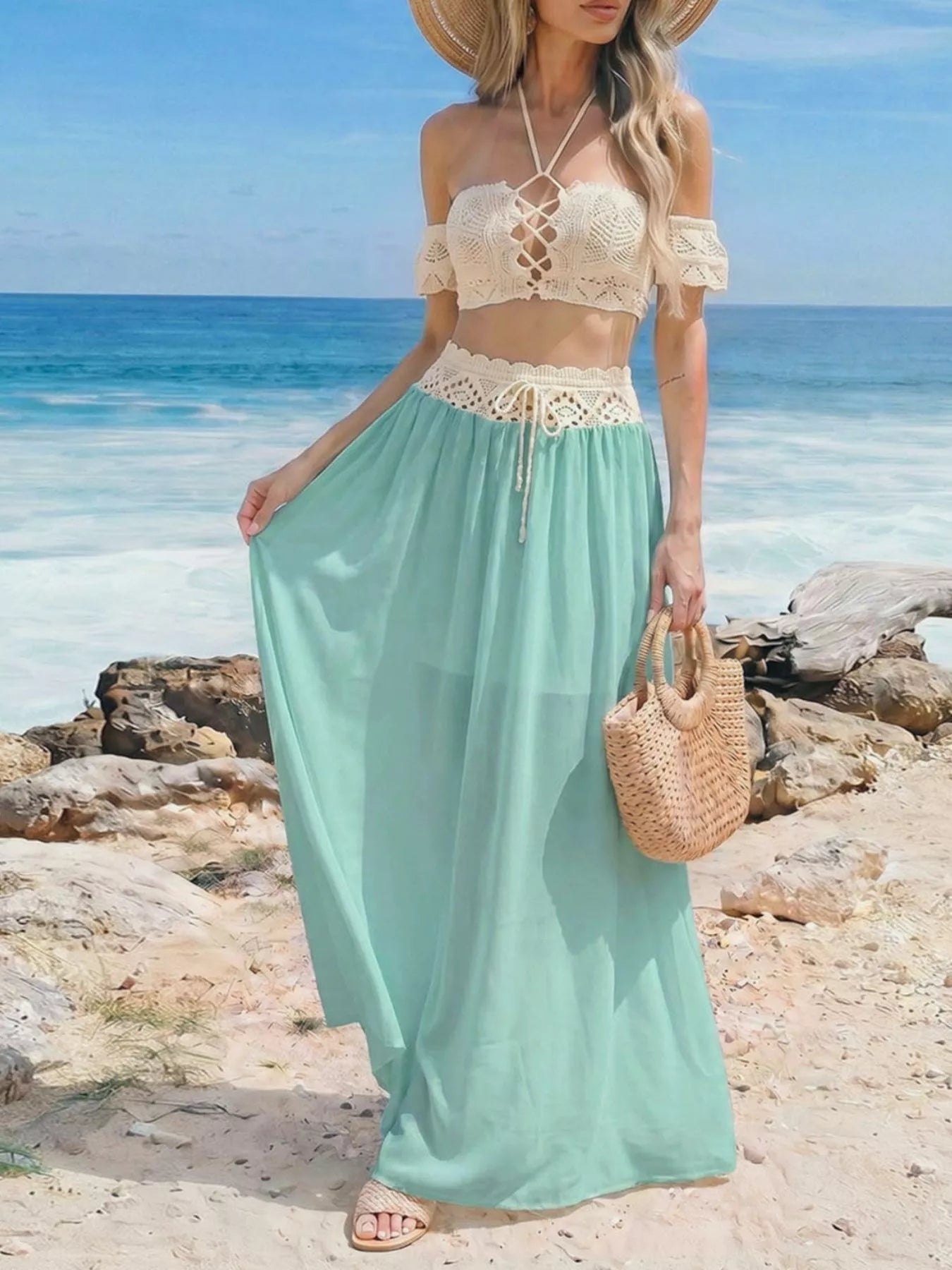 Hazel Blues® | Crochet Top and Maxi Skirt Set