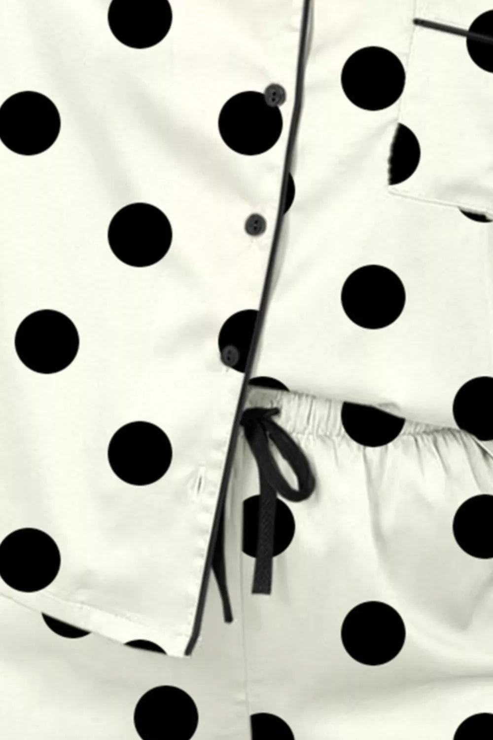 Hazel Blues® | Polka Dot Button Up Top and Shorts Lounge Set