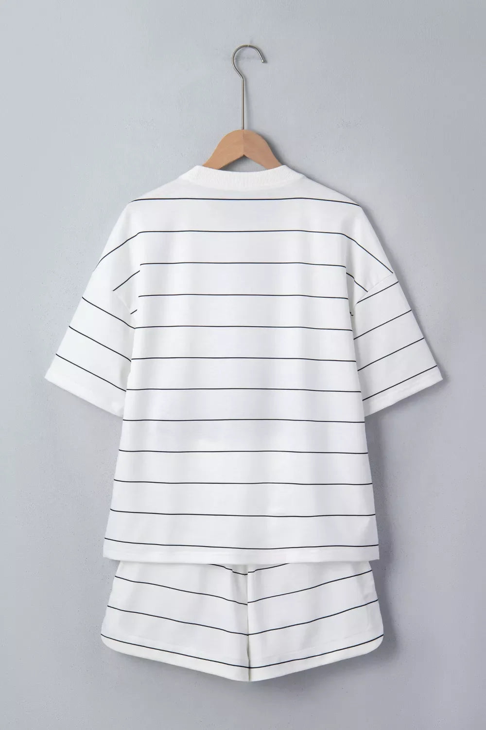 Hazel Blues® | Stripe Half Sleeve Tee and Drawstring Shorts Set