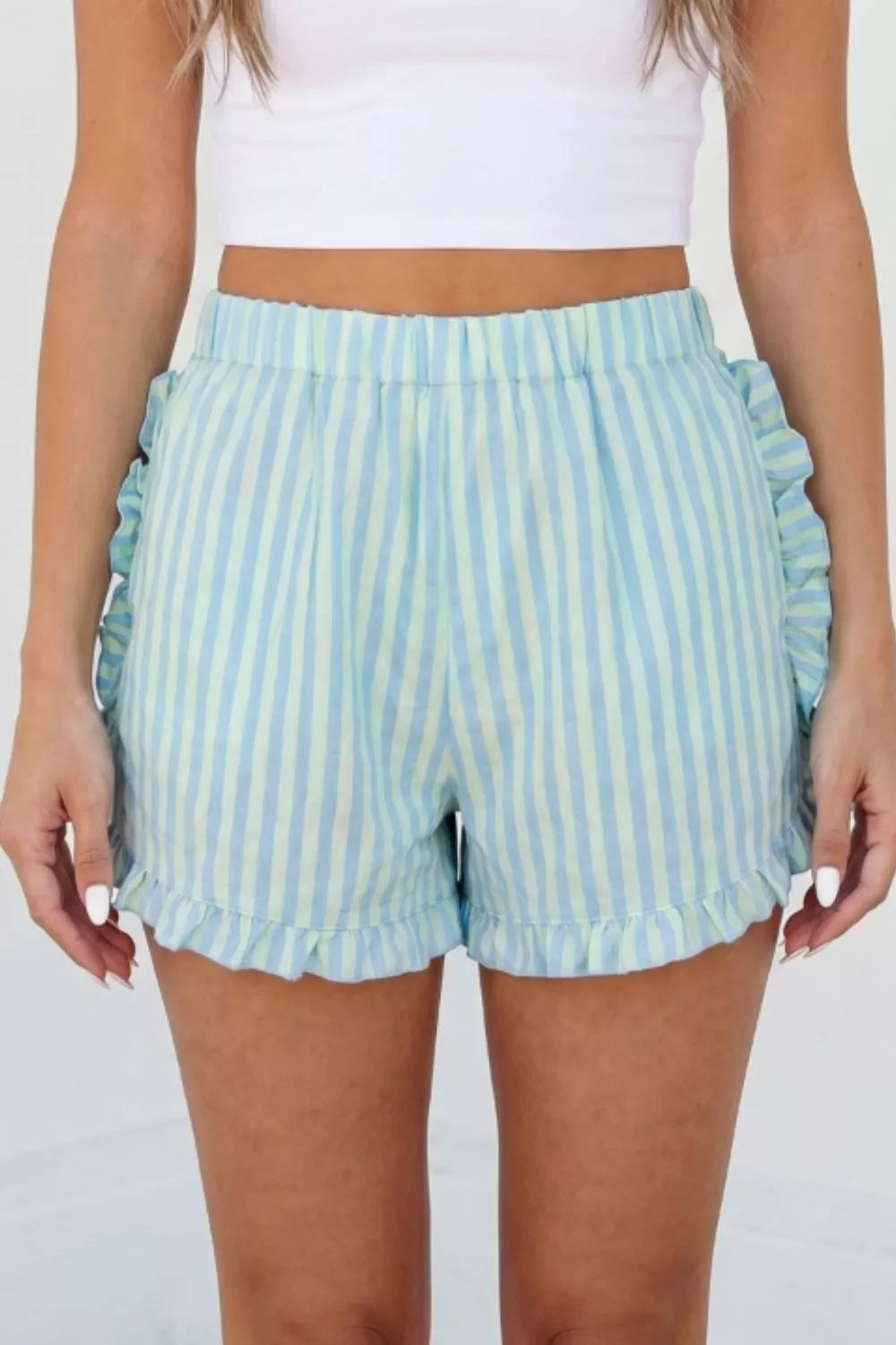 Hazel Blues® | Striped Elastic Waist Shorts