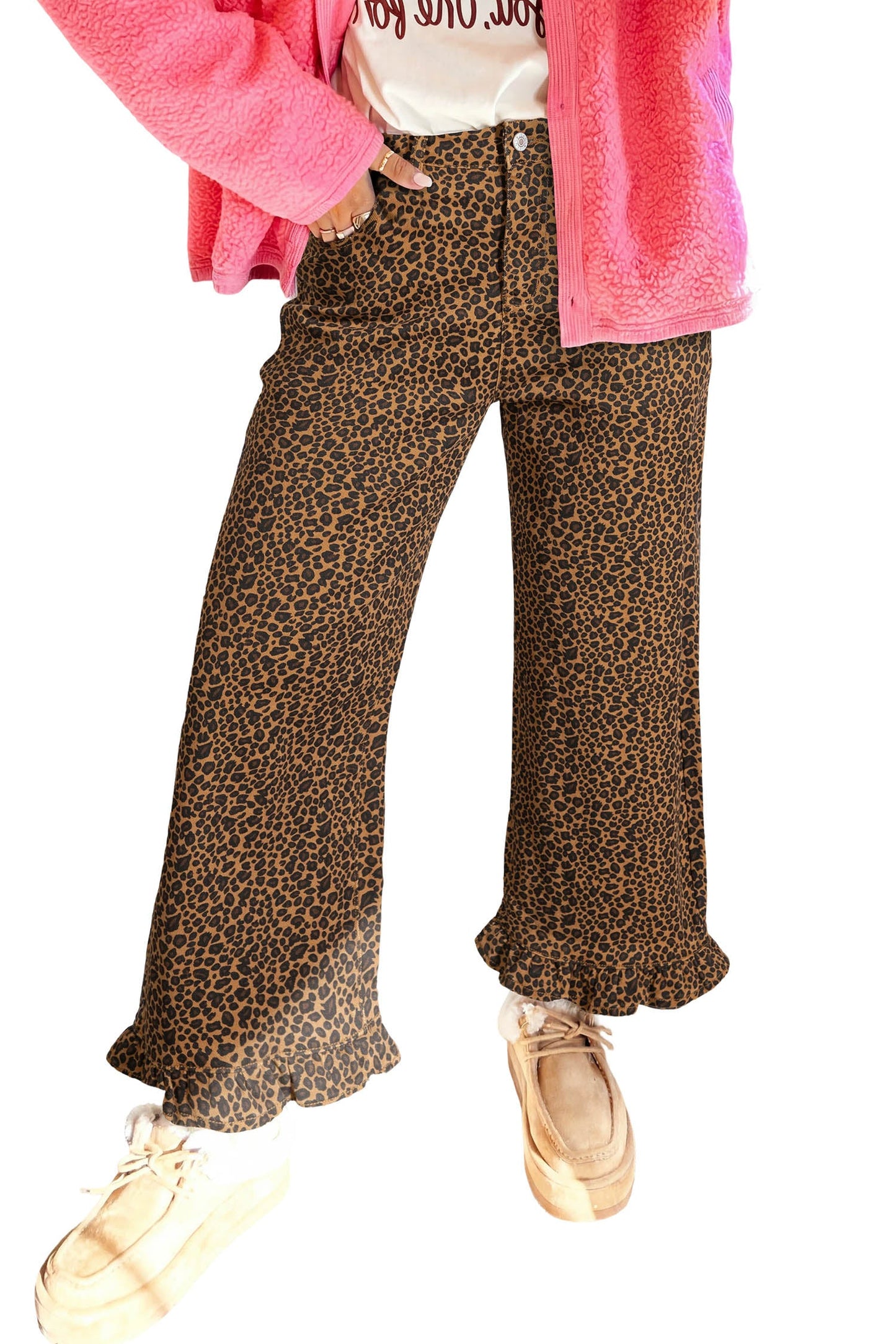 Hazel Blues® | Wild Side Jeans | Leopard Ruffle Jeans