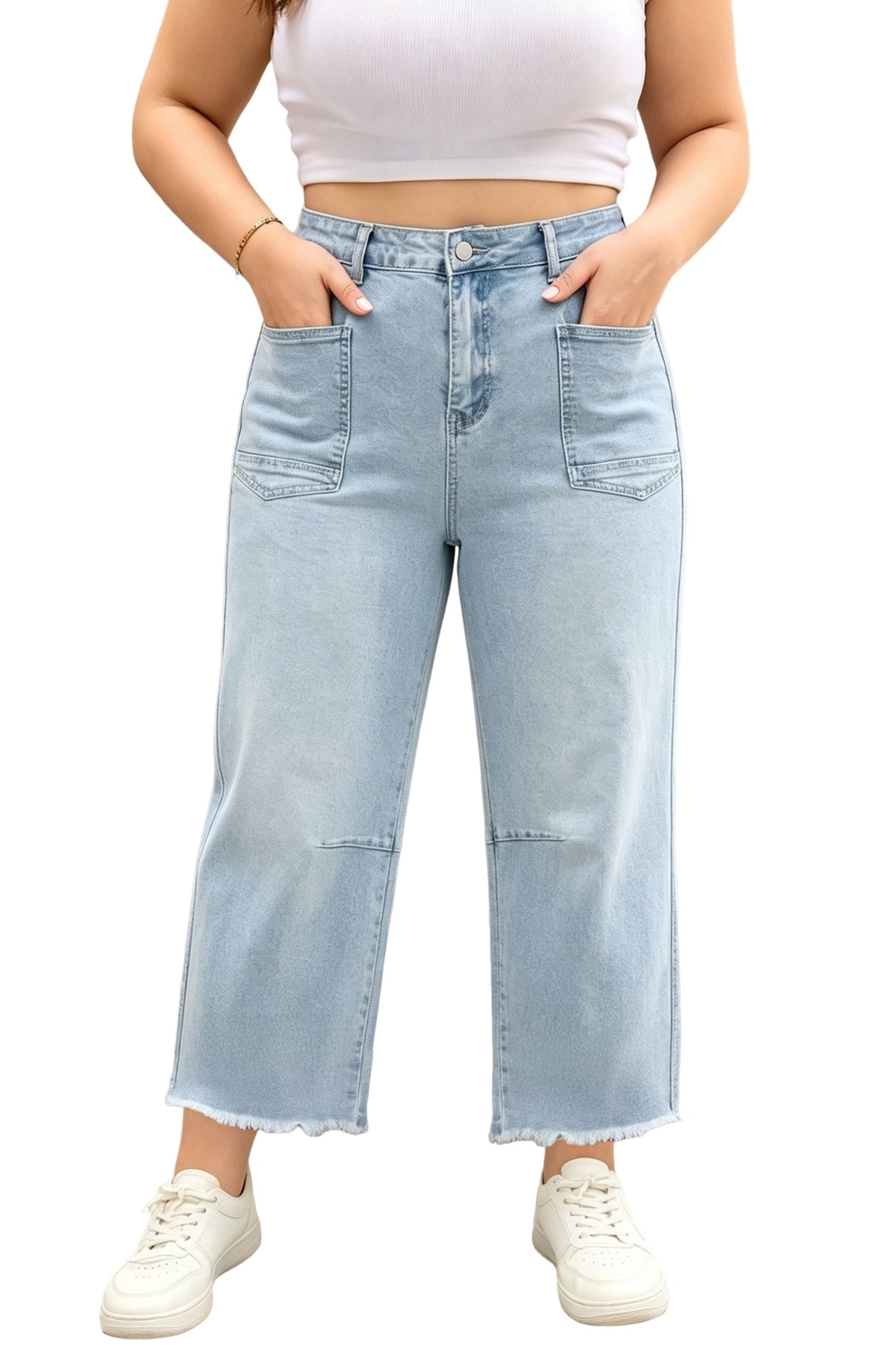 Hazel Blues® | Easy Does It Jeans | Patchwork Pocketed Jeans