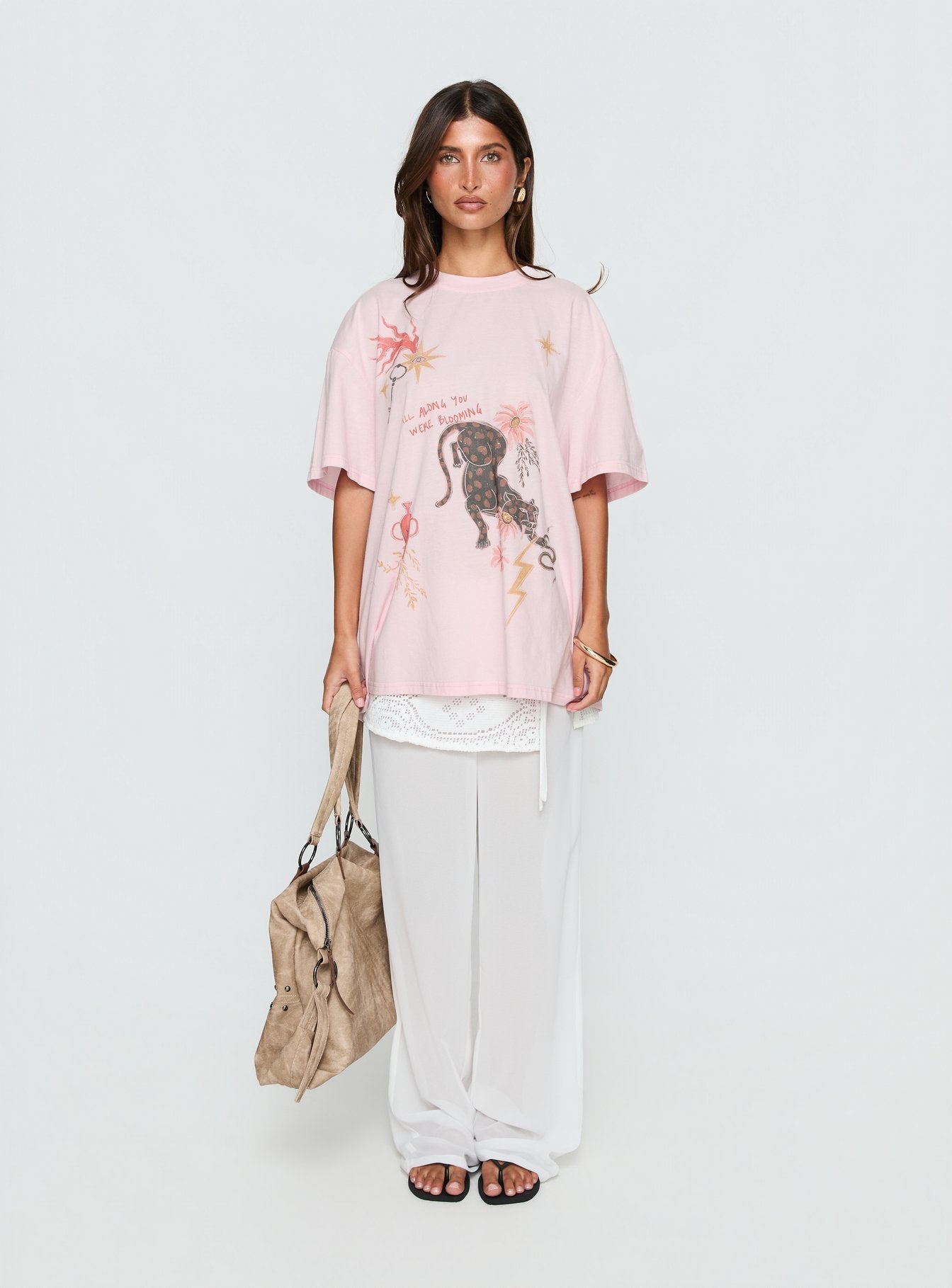Blooming Love Oversized Graphic Tee Pink