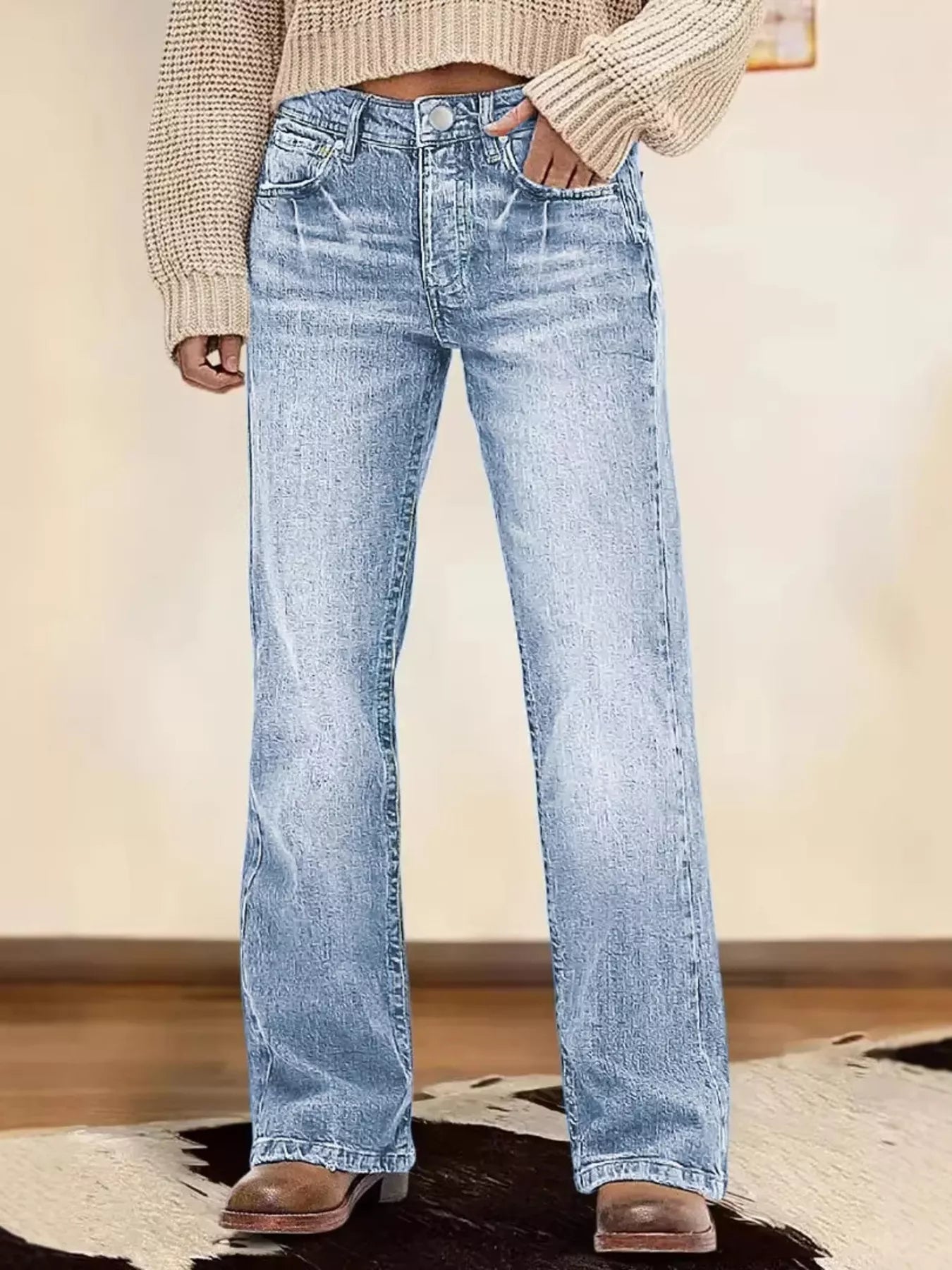 Hazel Blues® | Vintage Wash Straight Leg Jeans