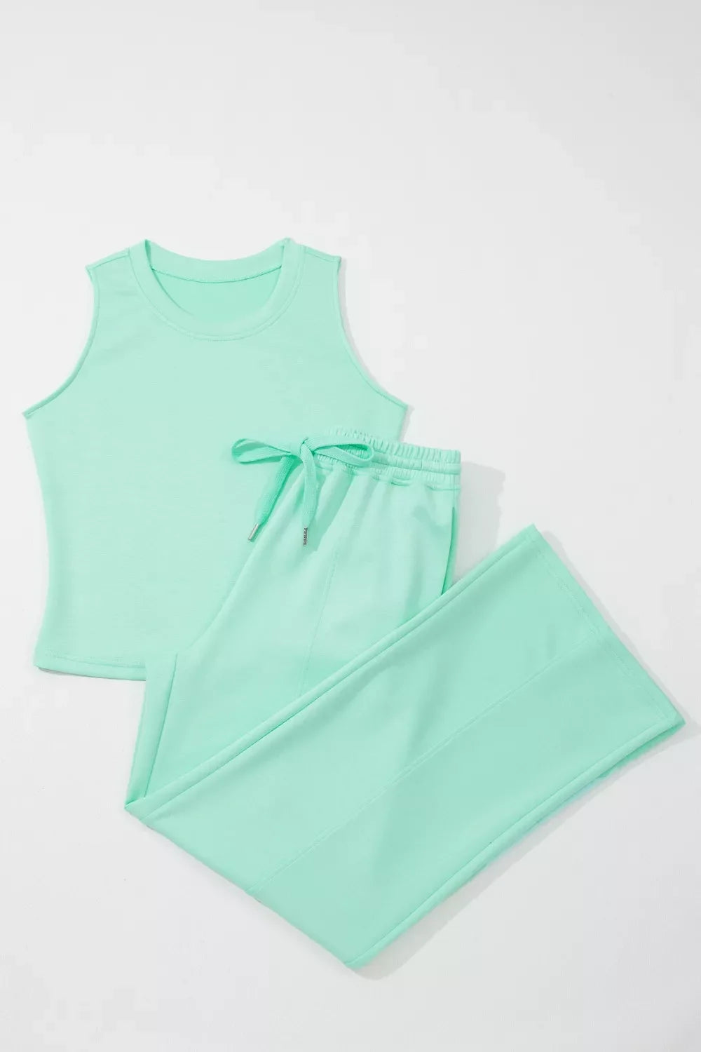 Hazel Blues® | Drawstring Elastic Waistband Solid Color Two Piece Casual Set