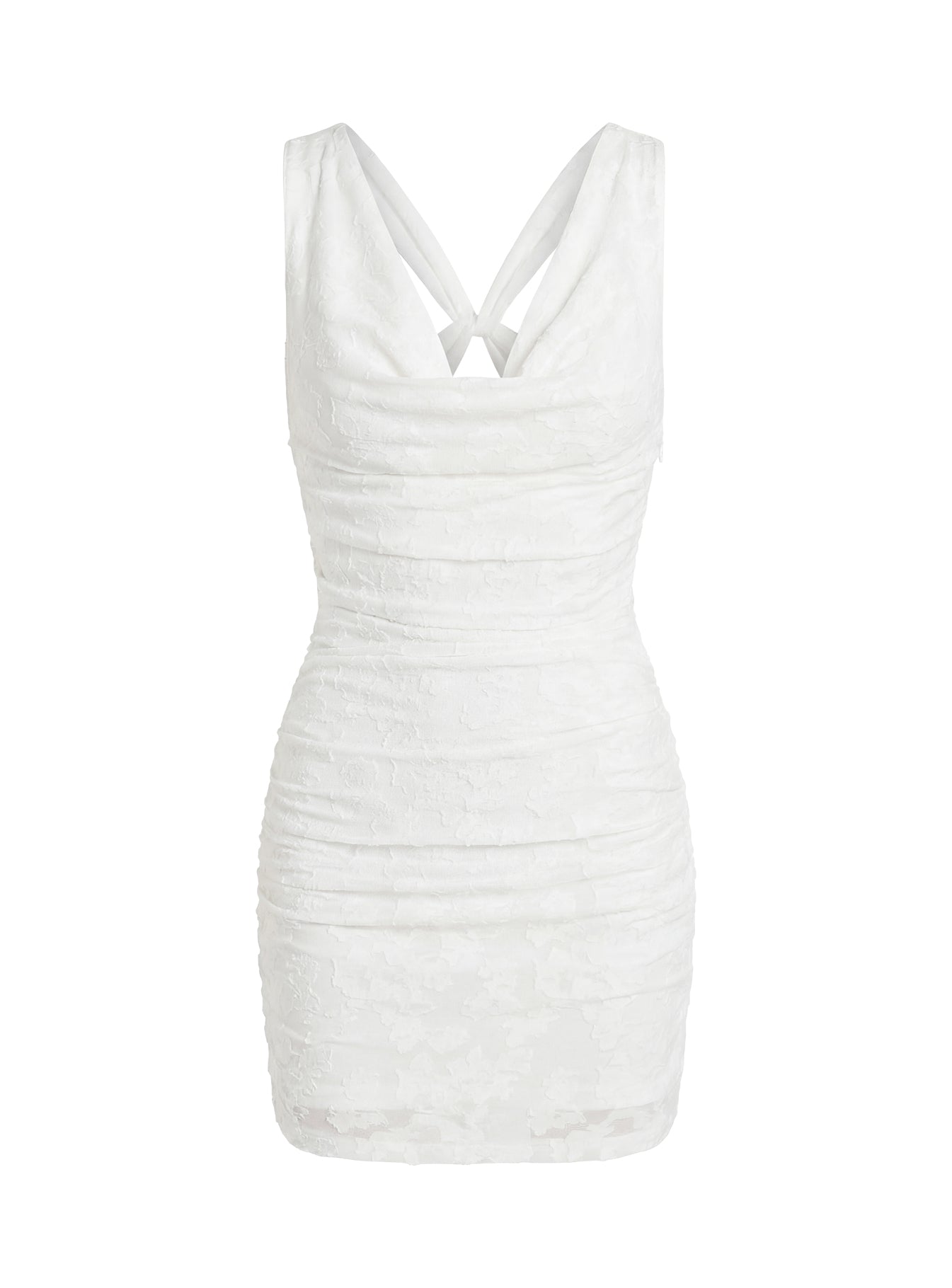 Brigetta Cowl Neck Mini Dress White