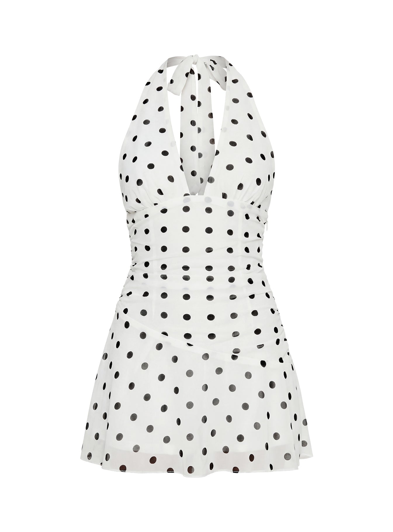 Casidy Plunge Neck Romper White Polka