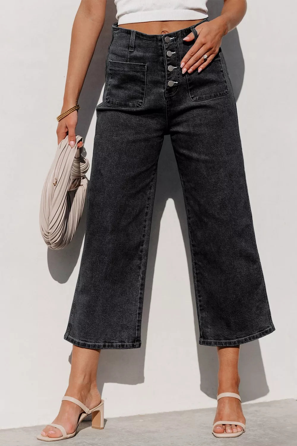 Hazel Blues® | High-Waisted Button-Fly Wide-Leg Jeans