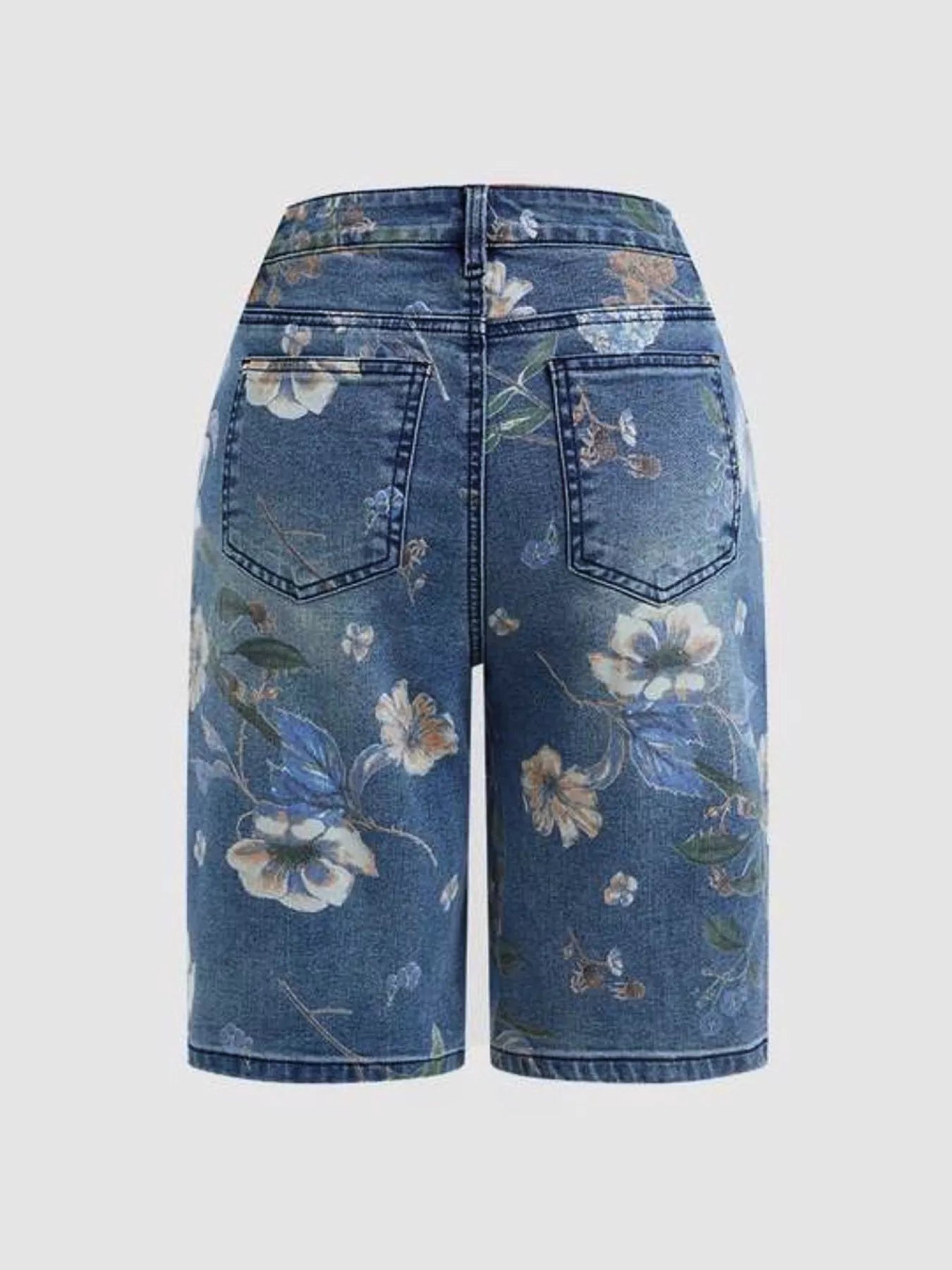 Hazel Blues® | Floral Print Denim Shorts