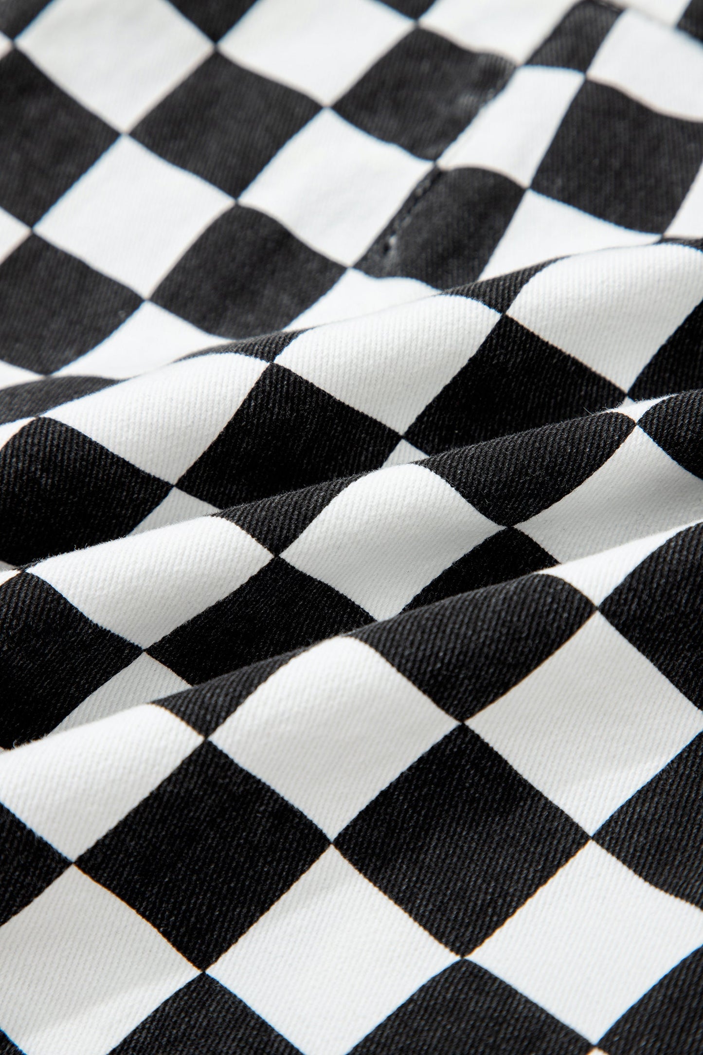 Hazel Blues® | Black Checkered Print Overlap Denim Shorts