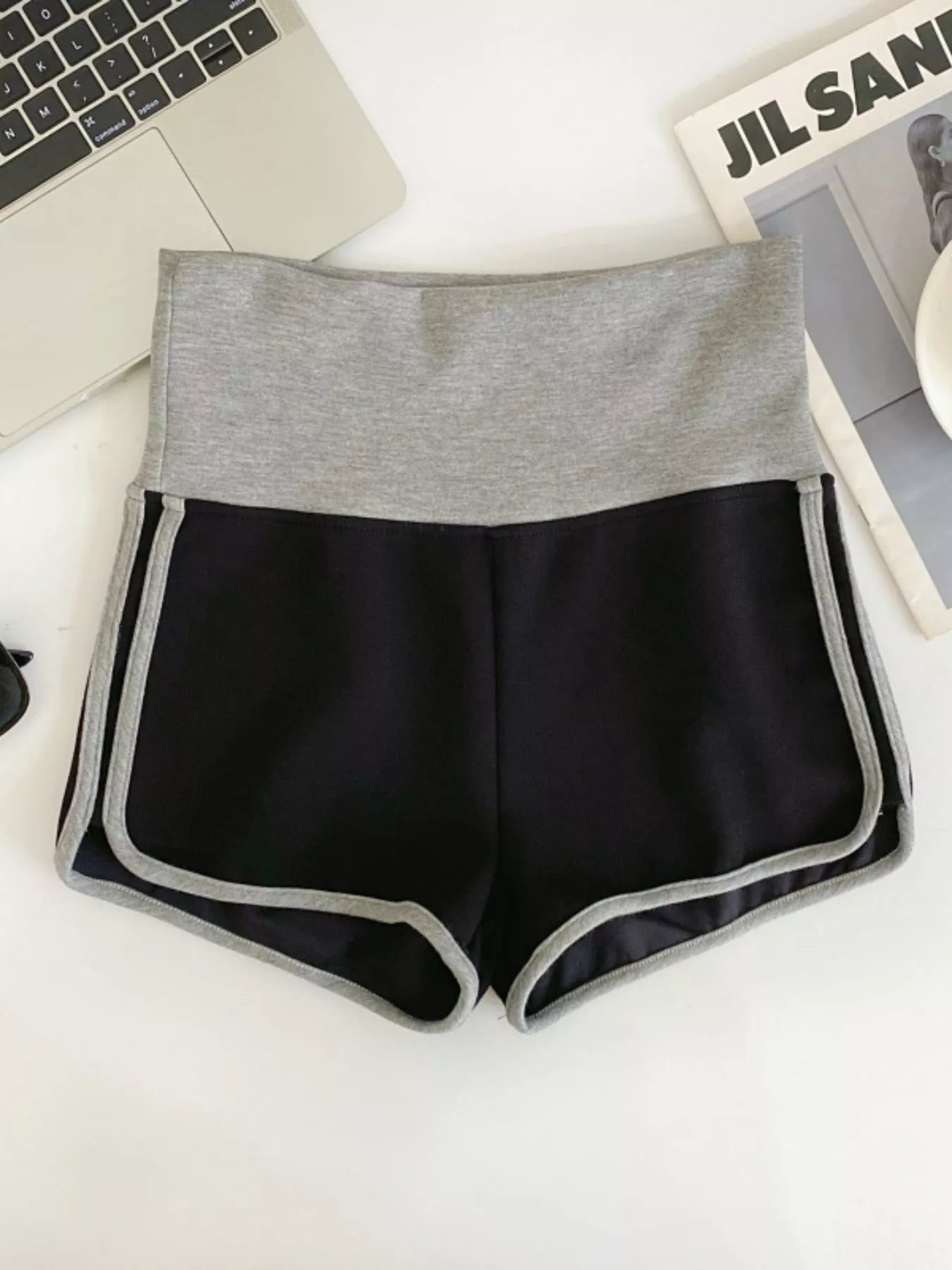 Hazel Blues® | High Waist Contrast Trim Shorts