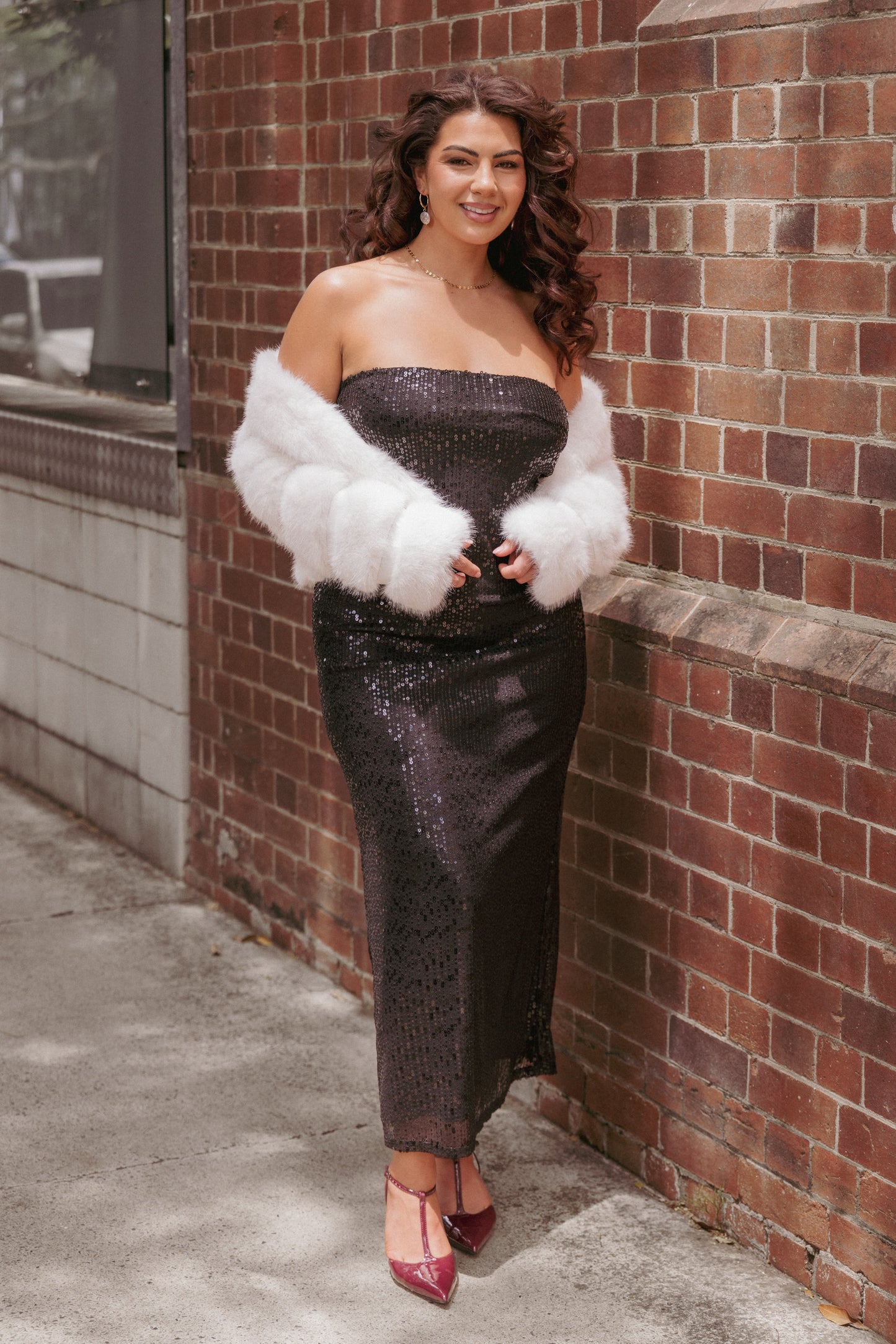 Agnes Strapless Sequin Maxi Dress - Black