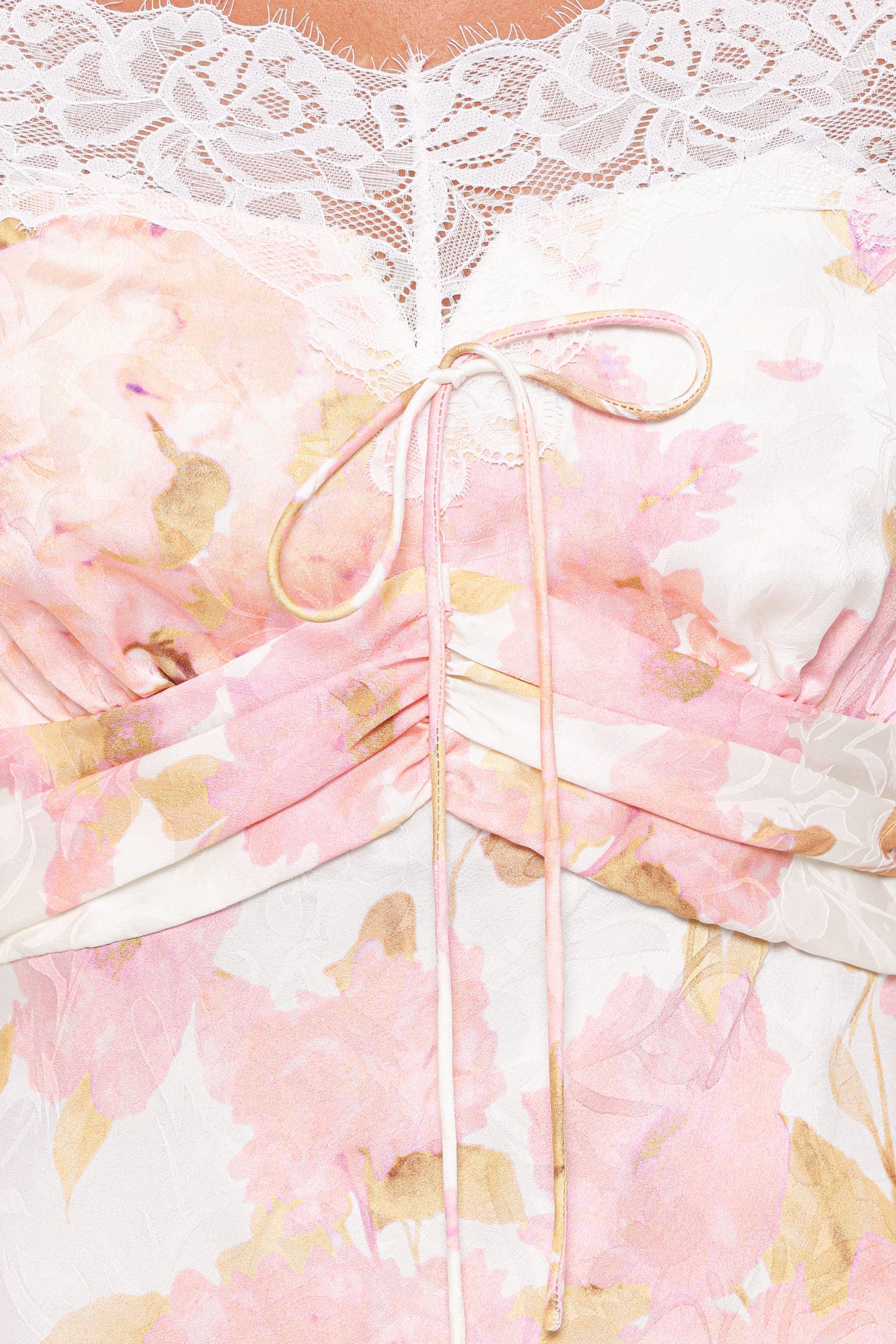 Voss Off Shoulder Lace Maxi Dress - Pink Floral