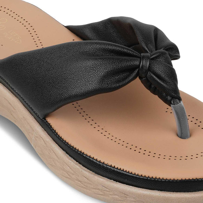 The Habi New Black Women's Casual Wedge Sandals Tresmode - Tresmode