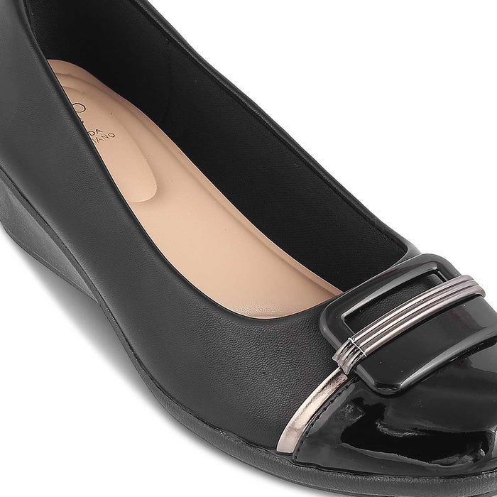 The Mian Black Women's Dress Ballerina Wedges Tresmode - Tresmode