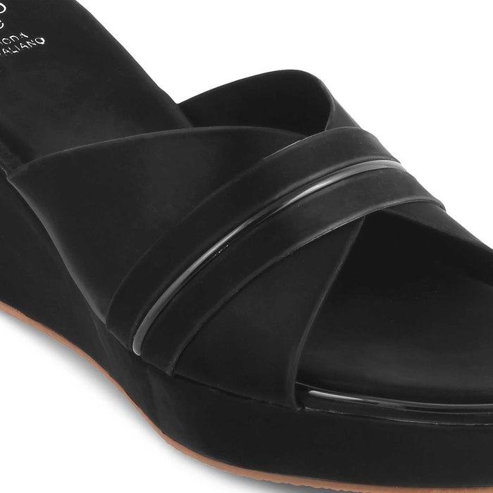 The Party Black Women's Dress Wedge Sandals Tresmode - Tresmode