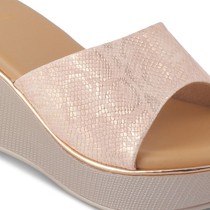 The Tosam Champagne Women's Dress Wedge Sandals Tresmode - Tresmode