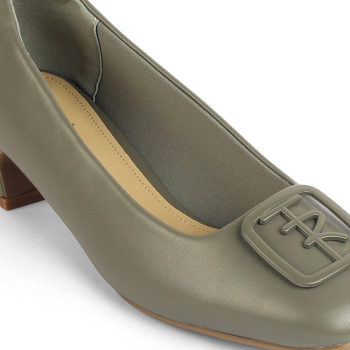 Romio Green Dress Block Heel Pumps For Women Tresmode
