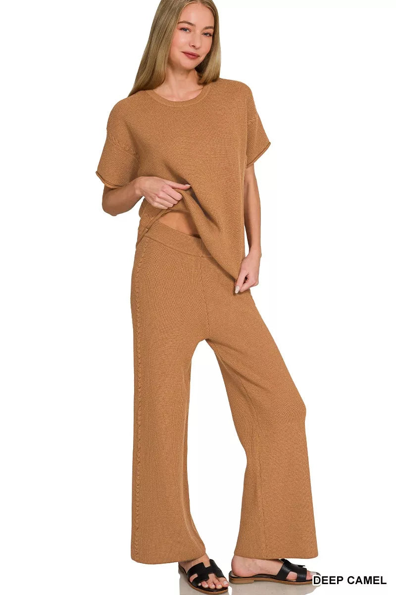 Hazel Blues® |  Zenana Viscose Round Neck Top & Pants Set