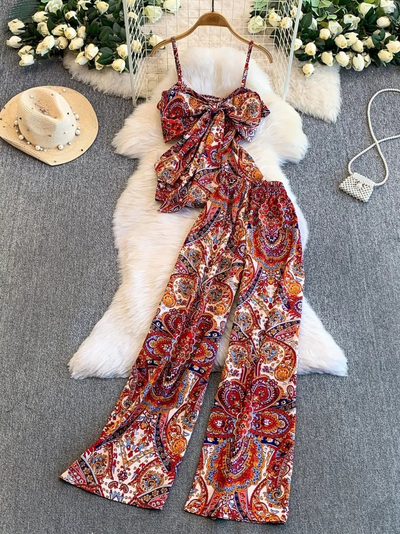 Hazel Blues® |  Printed Cami and Wide Leg Pants Set