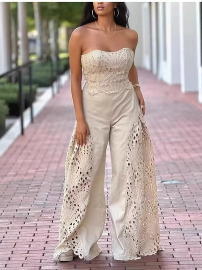 Hazel Blues® |  Hollow-Out Tube Top and Pants Two-Piece Set