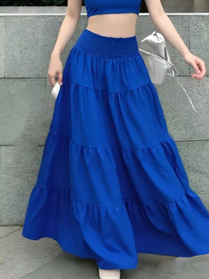 Hazel Blues® |  Crop Top and Tiered Maxi Skirt Set