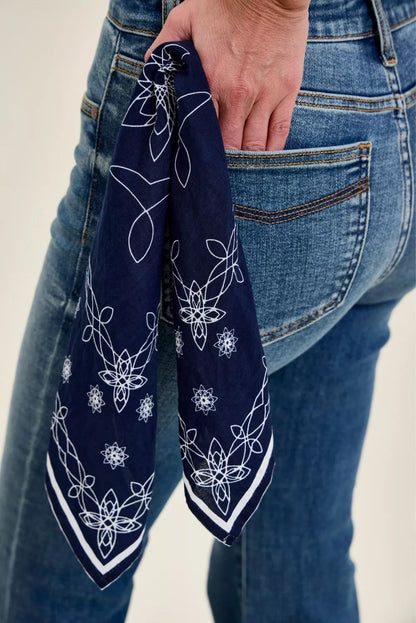 Hazel Blues® |  Judy Blue Mid Rise Jaqueline Flare with Triple Needle Back Pkts and Bandana Loop