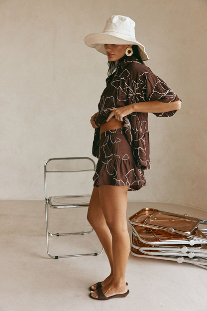 Luna Shorts - Chocolate Floral