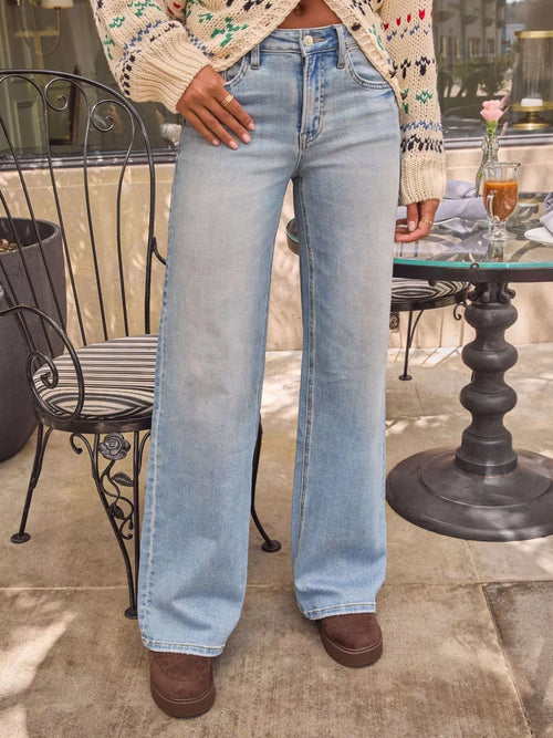 Hazel Blues® |  Washed Wide Leg Jeans