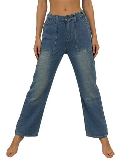 Hazel Blues® |  Wide Leg Contrast Stitching Jeans