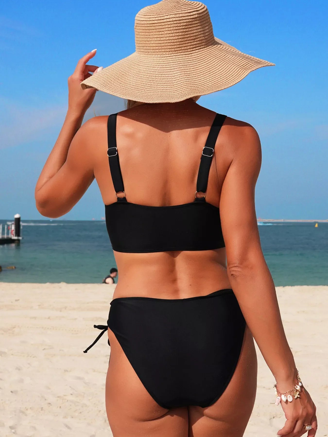 Hazel Blues® |  Palm Tree Cutout Lace-Up Swim Set