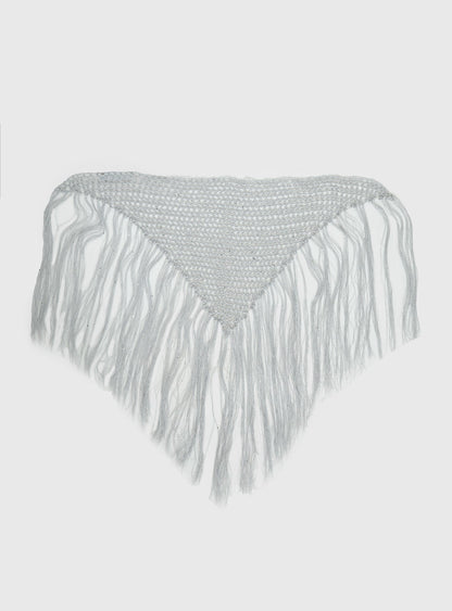 Briee Fringe Detail Hair Scarf Silver