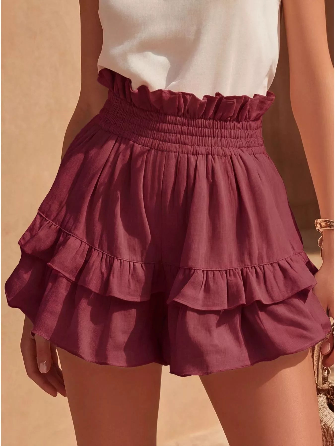 Hazel Blues® | Ruffled High-Waisted Shorts