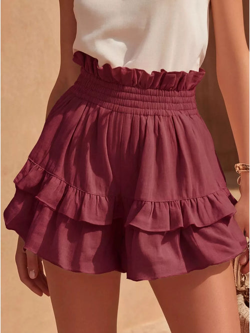 Hazel Blues® | Ruffled High-Waisted Shorts