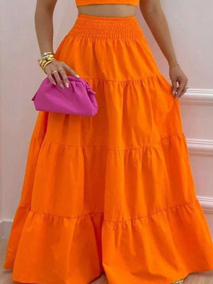 Hazel Blues® |  Crop Top and Tiered Maxi Skirt Set