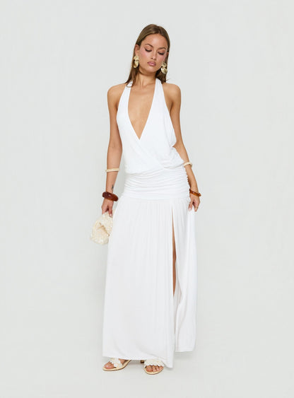 Casanova Halter Wrap Maxi Dress White
