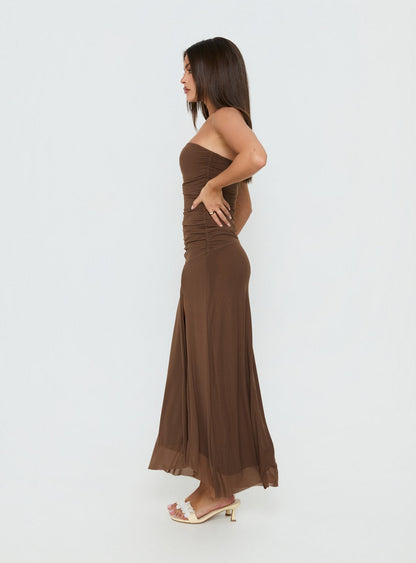Brigida Strapless Maxi Dress Mocha