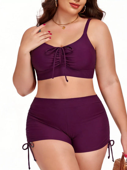 Hazel Blues® | Ruched Drawstring Swim Set