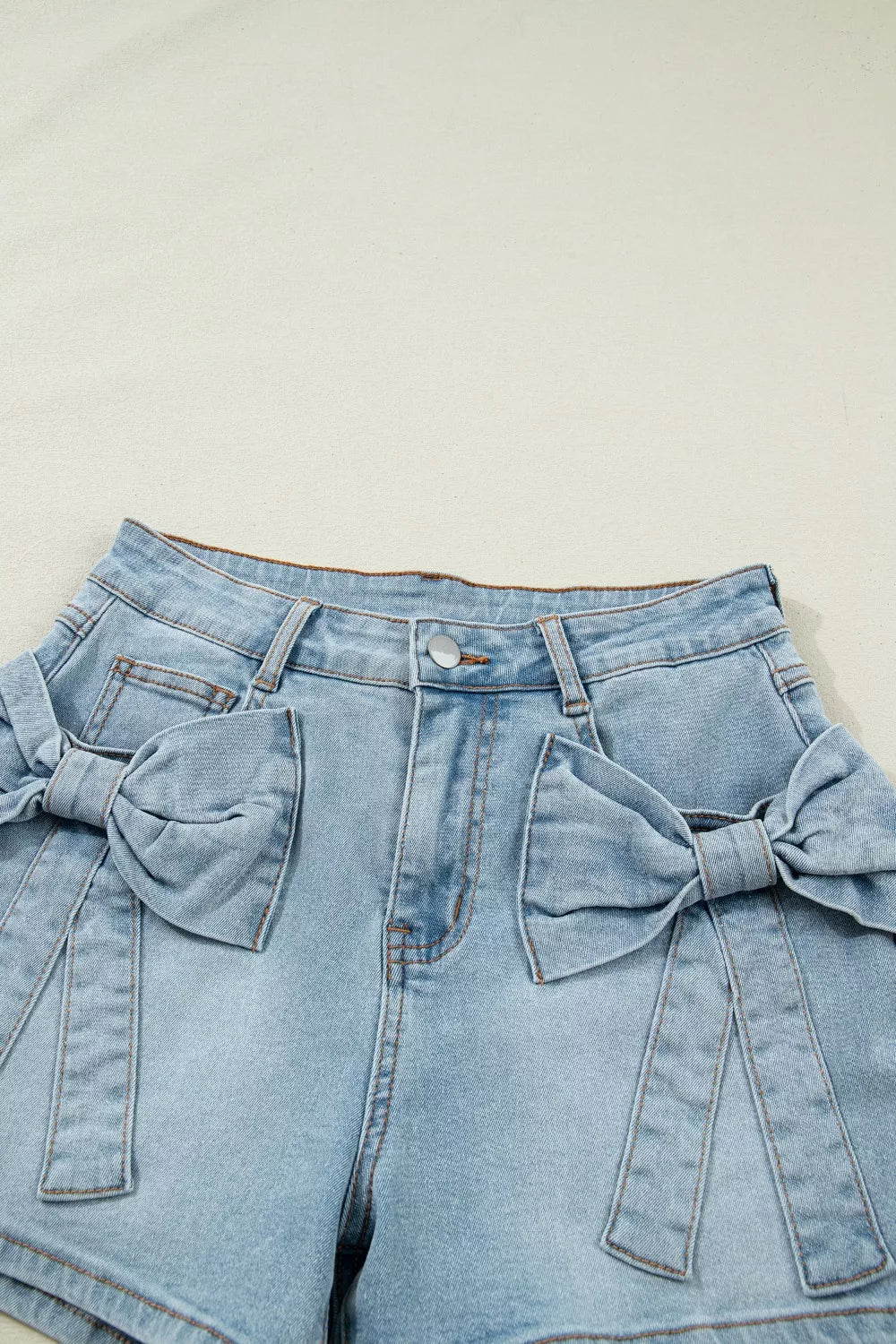 Hazel Blues® |  Bow Detail Denim Shorts with Pockets