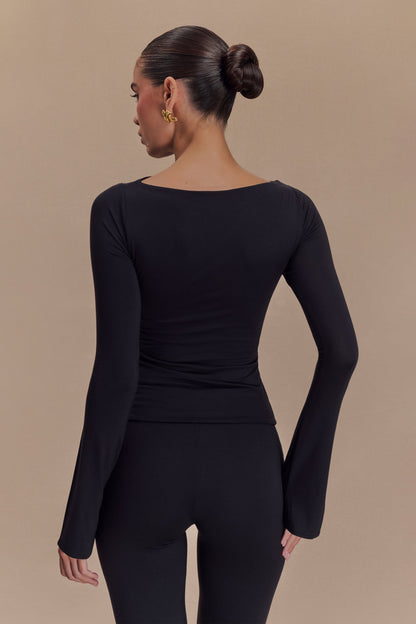Preston Modal Long Sleeve Top - Black