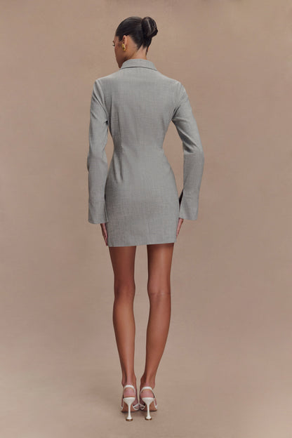 Dorian Fitted Shirt Mini Dress - Charcoal Marle