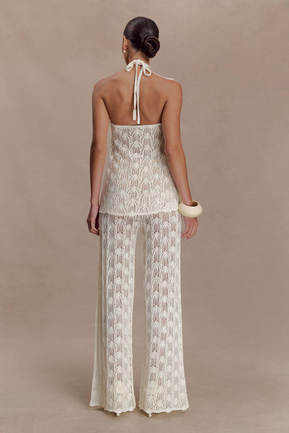 Corey Crochet Halter Neck Top - Ivory