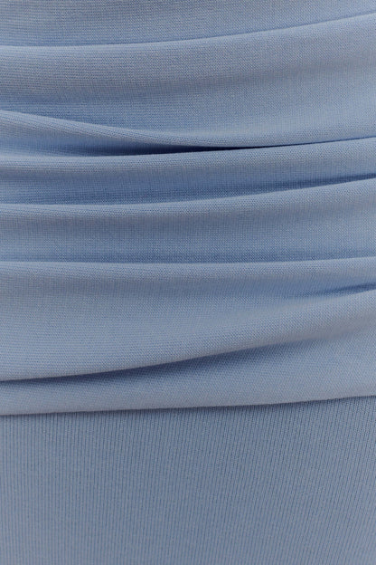 Irene Gathered Knit Maxi Skirt - Blue