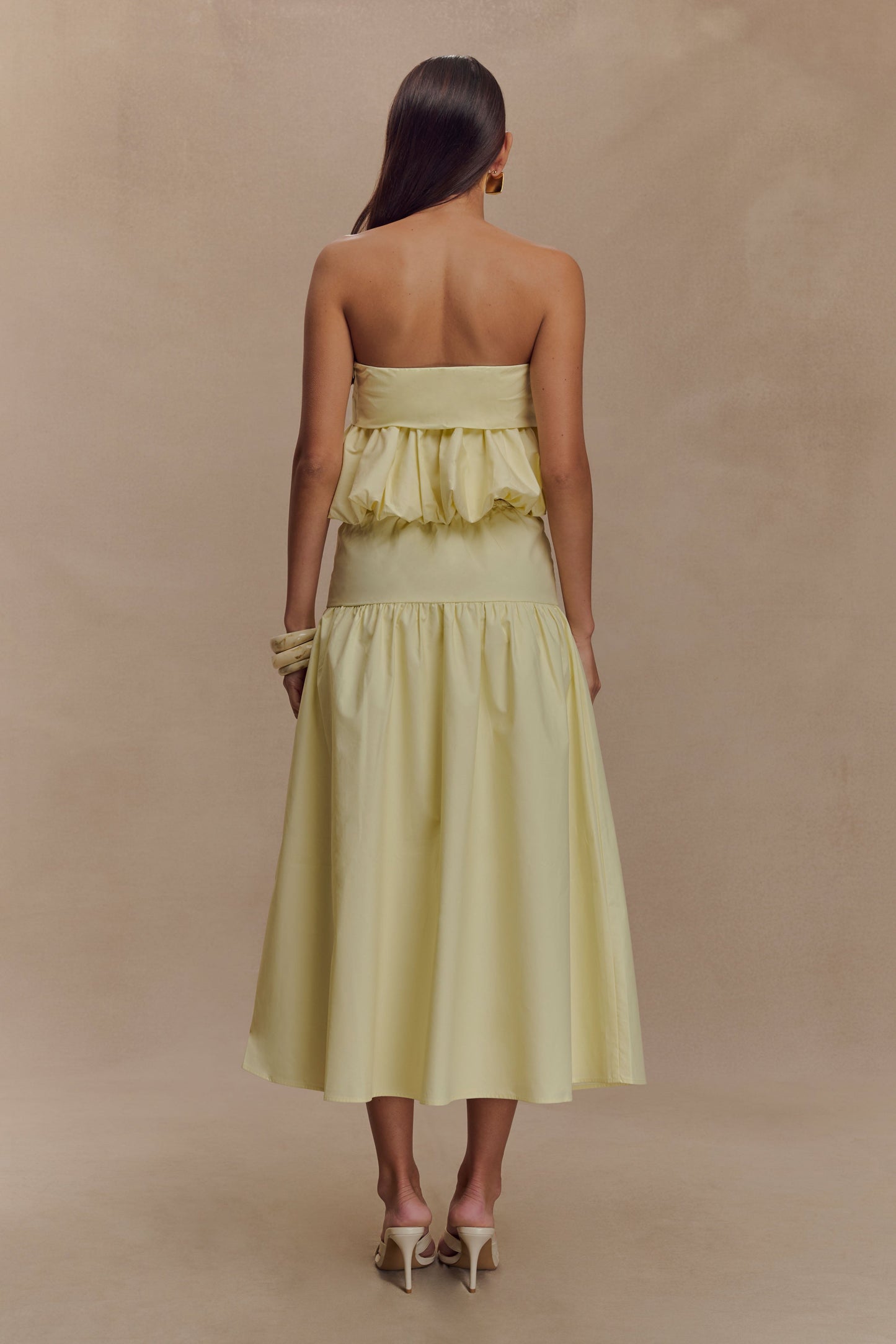 Amirah Strapless Bubble Crop Top - Lemon