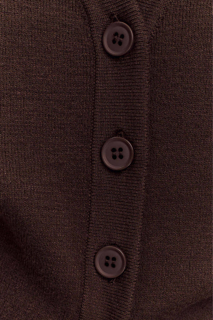 Alexia Buttoned Oversized Cardigan - Dark Chocolate