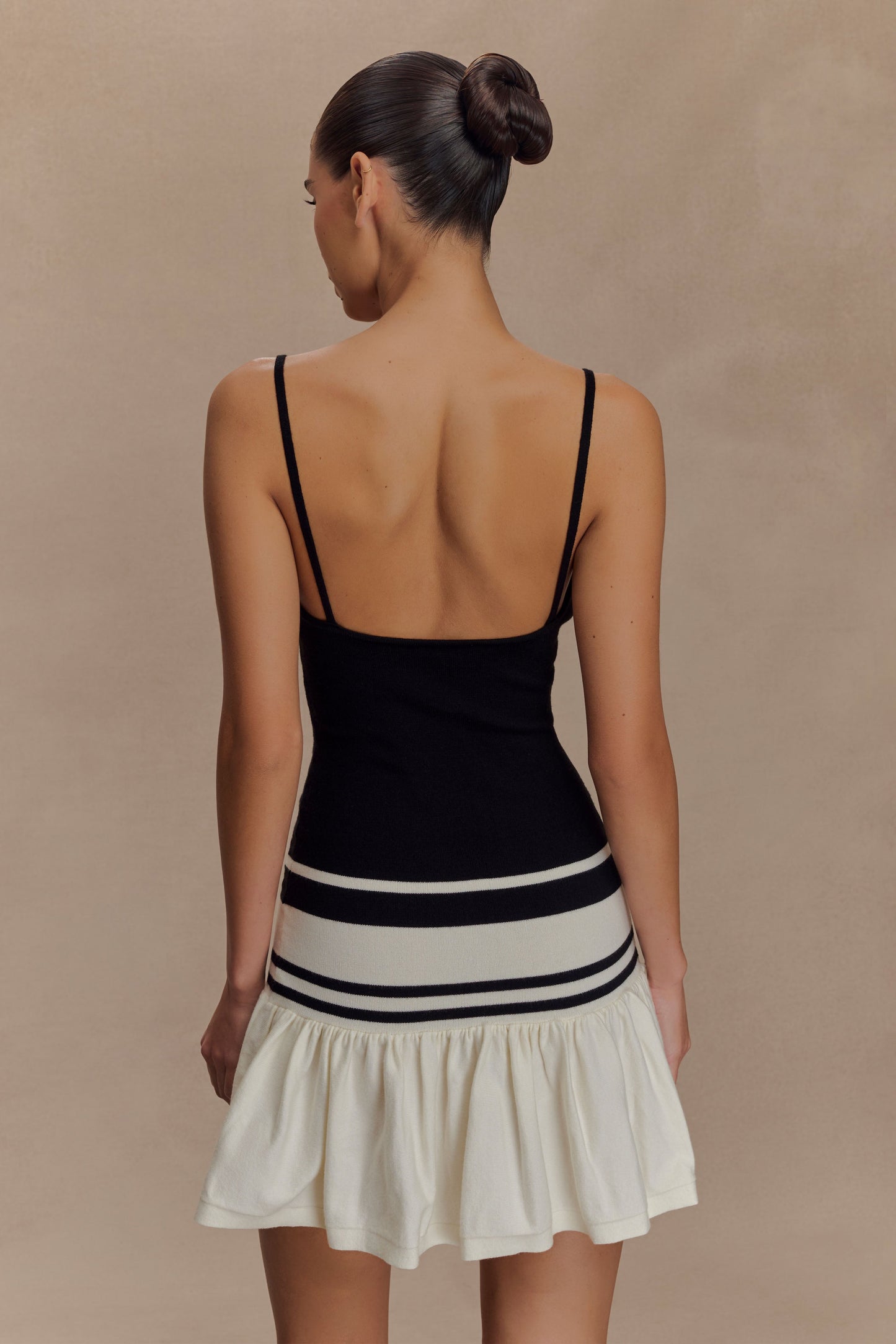 Ellison Contrast Knit Mini Dress - Black/White