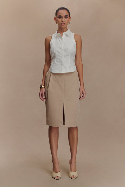 Selene Sleeveless Halter Shirt - White