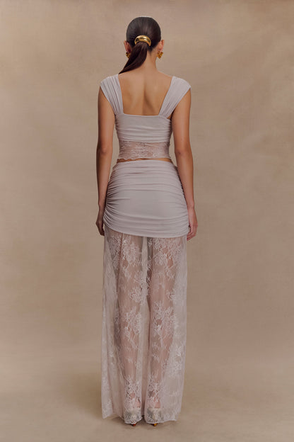 Guinevere Lace And Mesh Top - Lilac