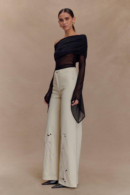 Carmella Embroided Jeans - Ecru