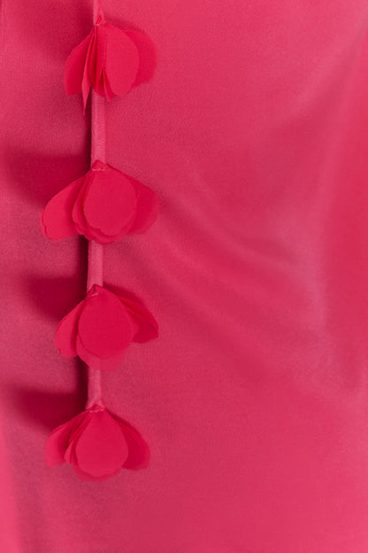 Gwenda Satin Floral Mini Dress - Dragonfruit